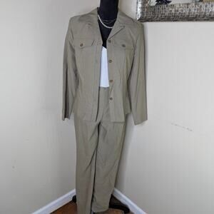 Vintage grey/ brown 2 herringbone print pant set size 6